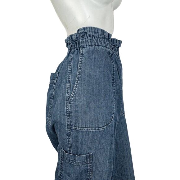 Pietsie Baja Paperbag Pants in blue denim Size M Made in CA - Picture 7 of 9
